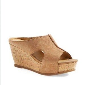 Franco Sarto Artist’s Collection Fiora Tan Cork Wedge Slide SZ 8
